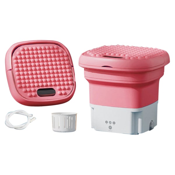 Mini Vaskemaskine Foldbar Spand Type Tøjvask Tøj Vaskerenser TravelPink Pink