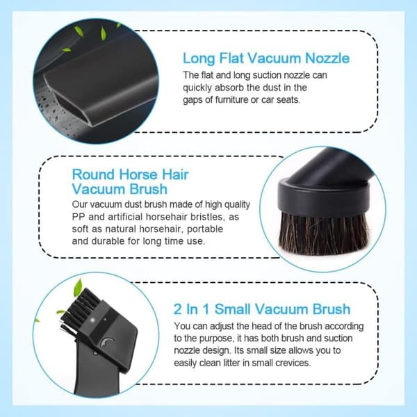 5-piece Vacuum Cleaner Accessory Set (32/35 mm): Extra Nozzle Set, Cleaning Brush, Brushes and Nozzles, Nozzle Tip, Short Nozzle