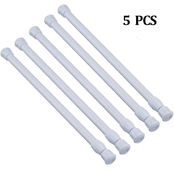 5 Pcs Tension Rods, Cupboard Bars Tensions Rod Curtain Rod 15.7" To 27.5"(approx.), Extendable Width Spring Tension Rods Fit In The Spaces To Stay Up