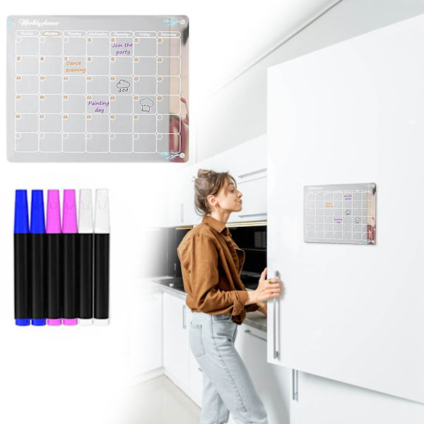 Akryl Magnetisk Kalender För Kylskåp 15x11 Tum Magnetisk Kalender För Kylskåp Transparent Torkbar Kalender
