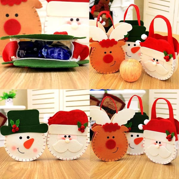 3 st (20x15cm) Julgodispåse Snögubbe Jultomte Älg Dockan Nej