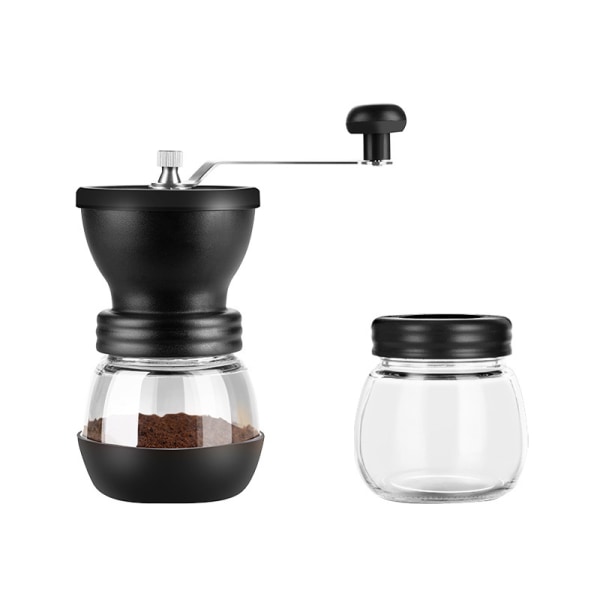 Manuaalinen kahvimylly keraamisilla purseilla, ruostumattomasta teräksestä valmistetulla kahvalla ja silikonikotelolla, kahvisäiliön kapasiteetti: 12