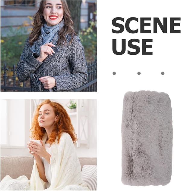 Extended Plush Hand Warmer Sleeve Grey Winter Hand Muff with Cozy Lining