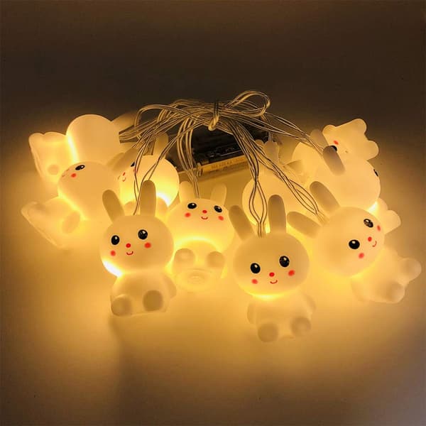 Easter Bunny LED String Lights Rabbit Shaped Fairy Lights Battery Operated String Lights (Battery Not Included)