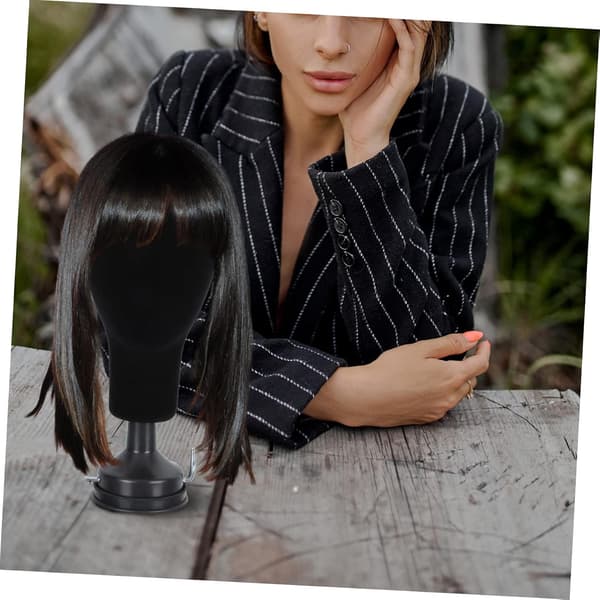 Wig Display Model Black Desktop Head-Shaped Form Smooth Surface Hat Display Holder for Home and Salon Use