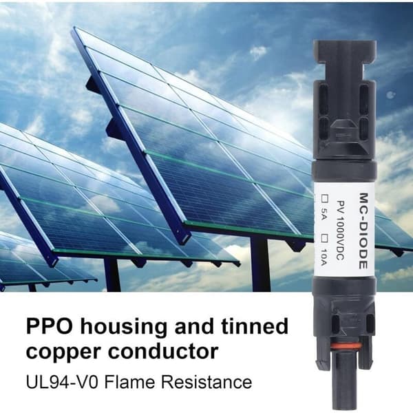 MC-D 2-pakning solcellekontakter 1000V med integrert sperrediode, IP68 vanntett for solcellepanelkobling (20A)
