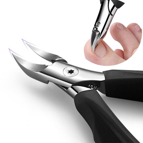 Negleklippere til tykke indgroede tånegle, fodplejere, rustfrit stål negleklipper sæt med super skarpe buede blade, Unisex