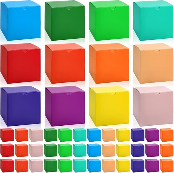 60-pack 4x4x4 tum presentaskar med lock, 12 färger