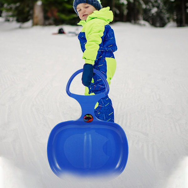 Bærbart skibrett plast for vinterski, slitesterkt snøsledebrett med stort håndtak for barn annonse Blue