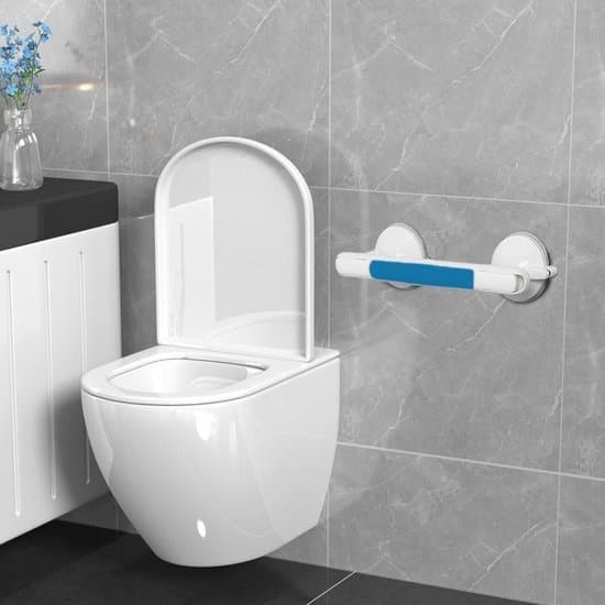 Bathroom Handle with Suction Cups - Shower/Toilet Handle - Fall Prevention - Non-Slip Studs - No Drilling Required