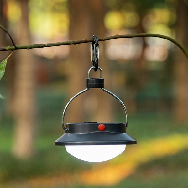 LED Tältlampa - 3 Ljusstyrkenivåer, Batteridriven, Vikbar Krok med Karbinhake, Perfekt för Utomhuscamping, Baldakin, Strömavbrott