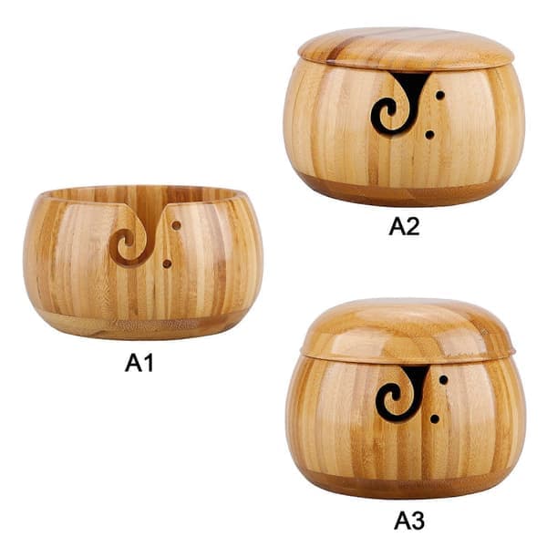 Bamboo Knitting Bowl Yarn Bowl Sewing Accessories Home Knitting Container Handmade Wool Storage Bowl
