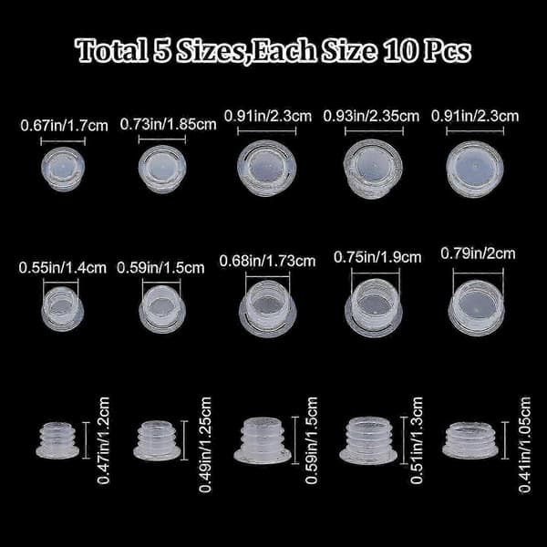 50 Pcs Silicone Salt and Pepper Shaker Stoppers with Pull Tab Plastic Salt Shaker Plug Replacement Clear Stopper Round End Hole Tube Plug