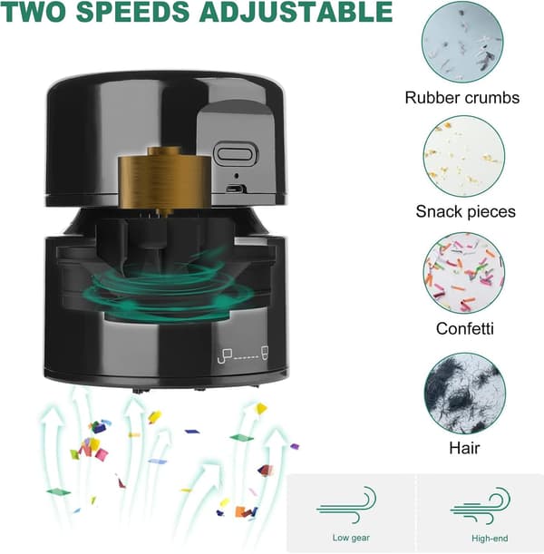 Black Desktop Vacuum Cleaner, Mini Vacuum Cleaner, USB Charging,