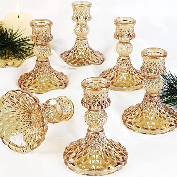2-pack Candlesticks, Glass Candlesticks for Taper Candles, Pillar Candlesticks for Wedding Tables and Mantels