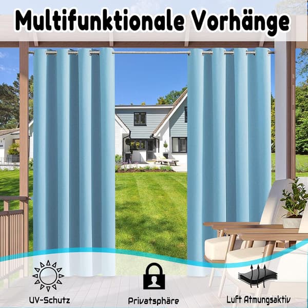 Vanntette utendørsgardiner, vanntette termisk isolerende hagegardiner, B140xH250CM
