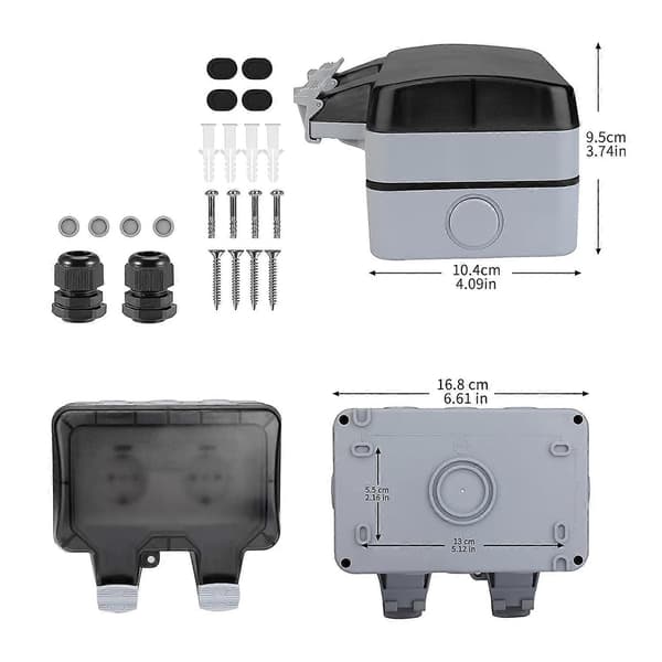 Weatherproof outdoor socket for wall mounting, garden socket, surface-mounted protection with hinge