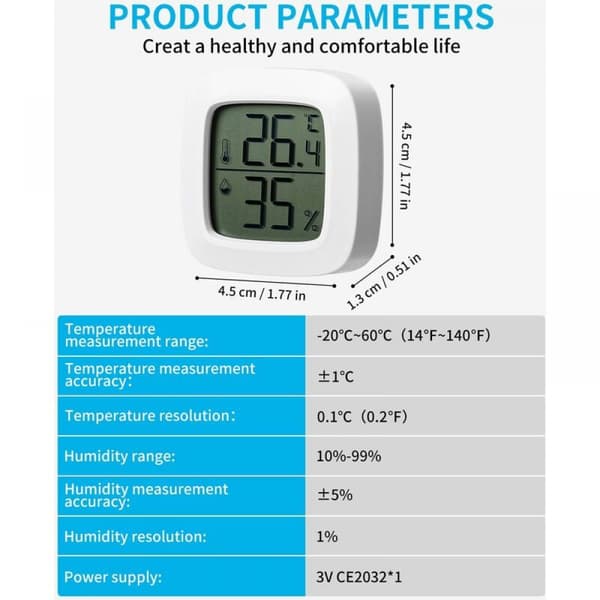 (5 stk) Digitalt indendørs termometer hygrometer, komfortniveau I