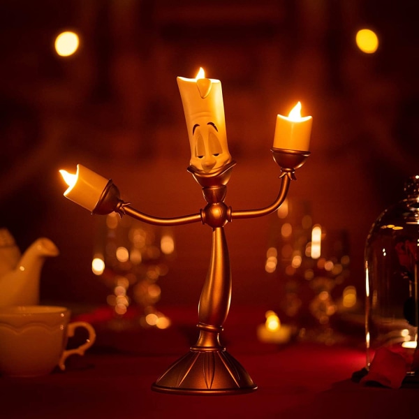 notesbog Beauty and The Beast Lysestage Kandelaber LED-lys til bryllupsbord Julefest Boligdekoration, guld