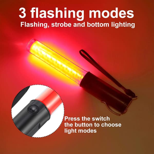 26cm Signal Traffic Safety Baton LED Light Traffic Control Stick With 3 Flashing Modes