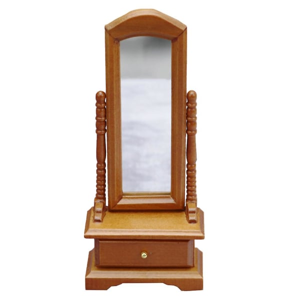 Husbordsdekorationer Hem Mini Hus Tillbehör Miniatyr Smink Spegel Mini Spegel Mini Möbel Dec Maroon 13.5X5.8X2.6CM