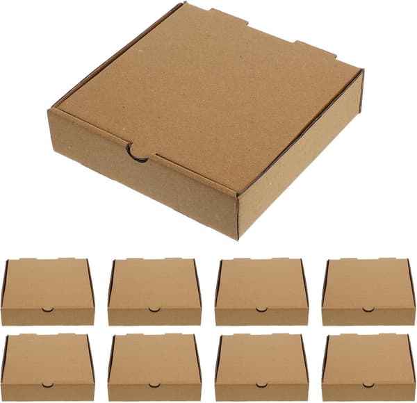 10 Pcs Kraft Paper Pizza Boxes 6-inch Takeaway Containers Pizza Boxes