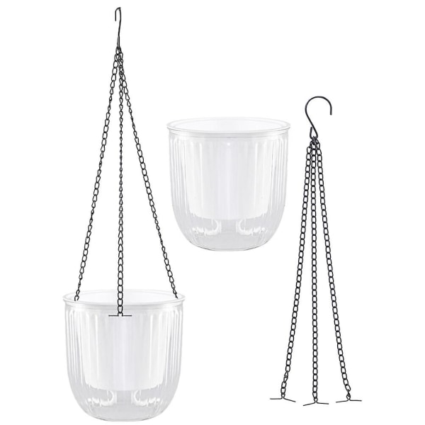 2 kpl Itsekasteltava Riippuva Kukkaruukku Sisätiloihin Riippuva Kukkaruukku Ulkotiloihin Riippuva Kasviruukku Kori Valkoinen16 White 16.5X15CM