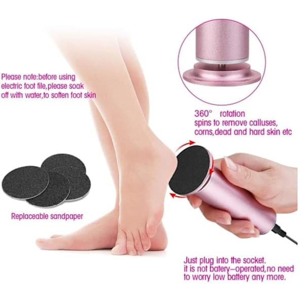 Electric Callus File - Adjustable Speed, with 60 Replacement Pads, Powerful Remover