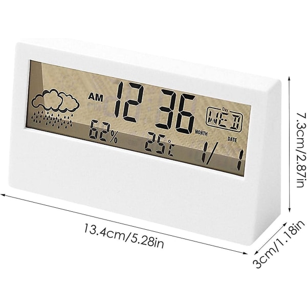 Elektronisk väckarklocka, Digital väckarklocka med kalender, luftfuktighet & temperatur, Sängbordsklocka för sovrum, vardagsrum, snooze-funktion & stor