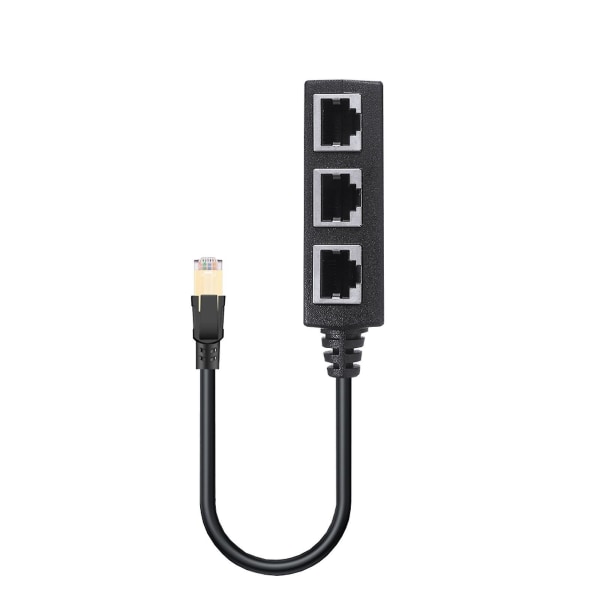 RJ45 Ethernet-liitäntäjakaja 1-3 pistorasiaa Internet-kaapeli Cat 5 6 7 Musta
