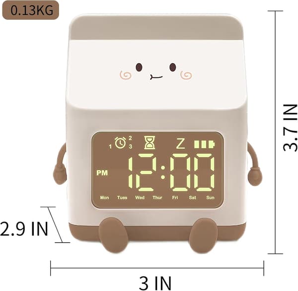 Dreamy Milk Carton Alarm Clock Unique Design Versatile Functions for Cozy Moments