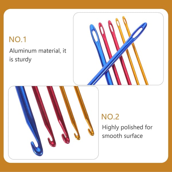 6 Pcs Crochet Knitting Tools Extra Long Hooks for Yarn Craft Weaving Knitting Aluminum