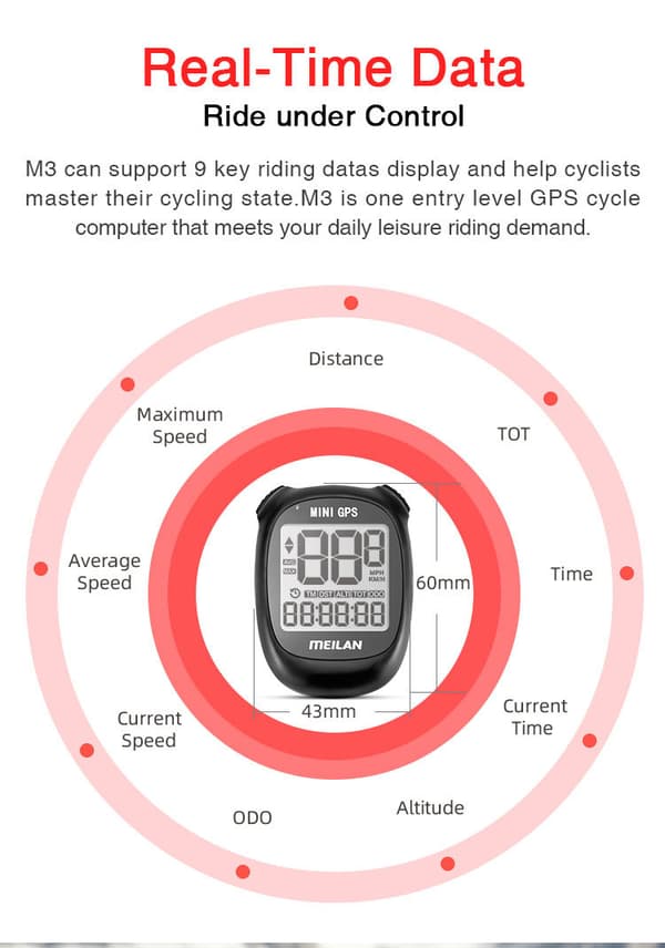 Mini GPS-cykelcomputer, GPS-hastighedsmåler, trådløs cykelcomputer