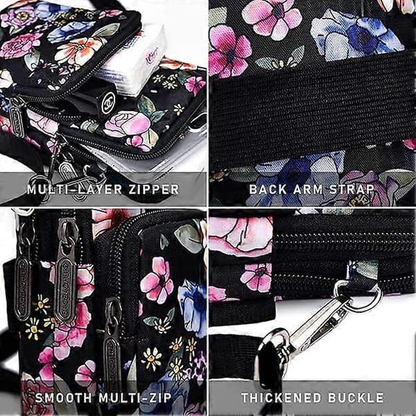 1 Multifunctional Mobile Phone Wallet with Shoulder Strap, Nylon Pattern Crossbody Bag, Mobile Phone Shoulder Bag