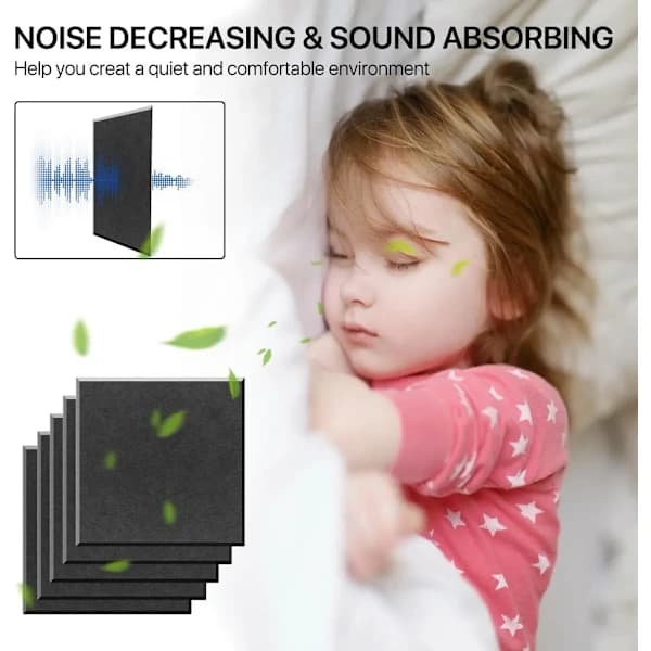 Acoustic Panel 12 Pcs Self-Adhesive Acoustic Panels, High-Density Wall Panel, 30*30cm, Black-FM-