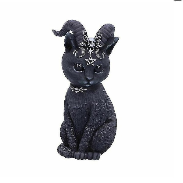 Hat Occult Cat Figurine Magic Cat Resin Crafts Dyre Ornament (1stk, svart)