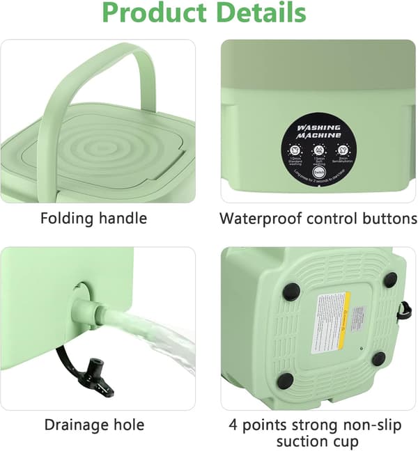Portable Washing Machine and Dryer Combo - 8L Foldable Mini Laundry System with UV Sanitization for Apartments, Dorms & Travel