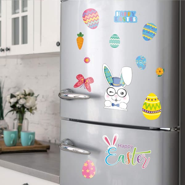 Easter Window Decals Rabbit Design Electrostatic Sticker Film Decor For Home Holiday Party Decoration With Carrots Egg Patterns