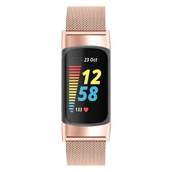 Fitbit Charge 5 armbånd rustfritt stål Rosegull