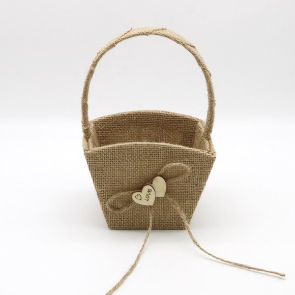 Flickors Korg med Rosett Bröllop Tillbehör Jute Blomma Korg Bröllop
