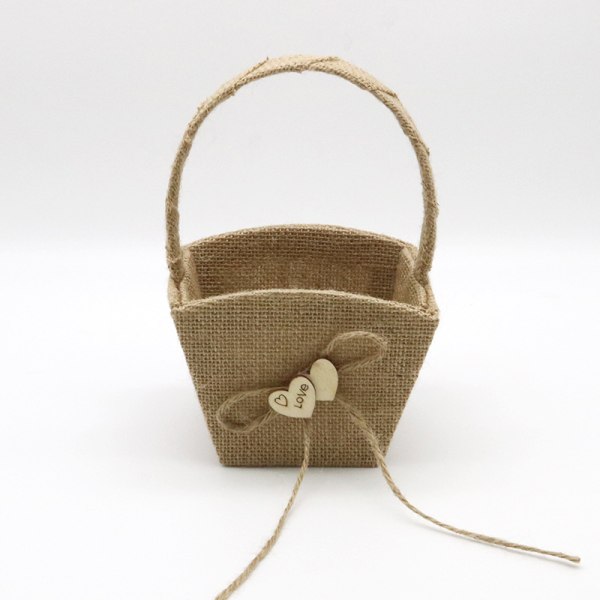 Girl's Basket with Bow Wedding Supplies Jute Flower Basket Wedding