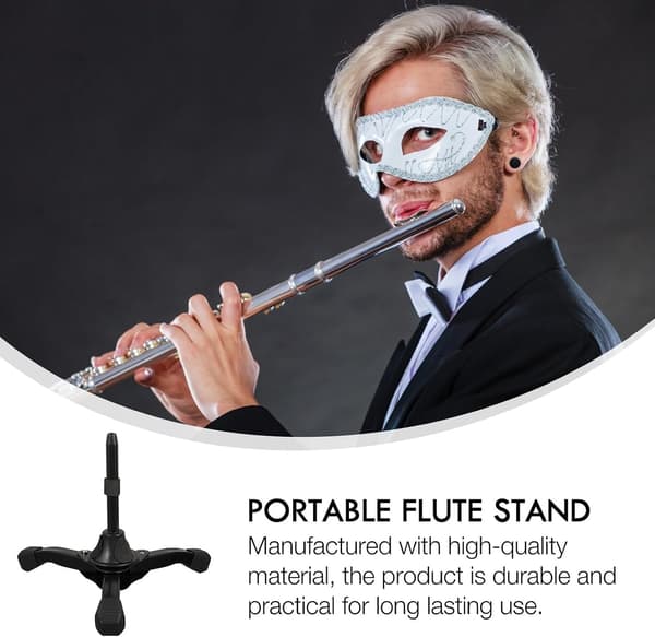 Portable Double Stand and Clarinet Flute Holder Stand Holder with Foldable Alloy Tripod Design