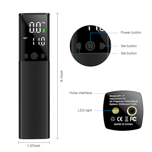 Elektrisk Bollpump, Bärbar Automatisk Luftpump Snabb Bolluppblåsning med Noggrann Tryckmätare och Digital LCD-Skärm