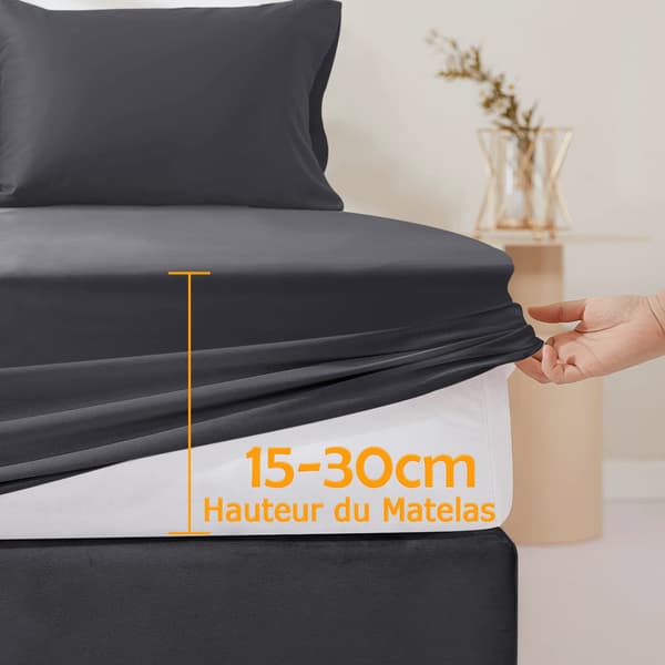 Waterproof mattress protector 90 x 200 cm - Breathable sheet - Protection against moisture - Anthracite grey