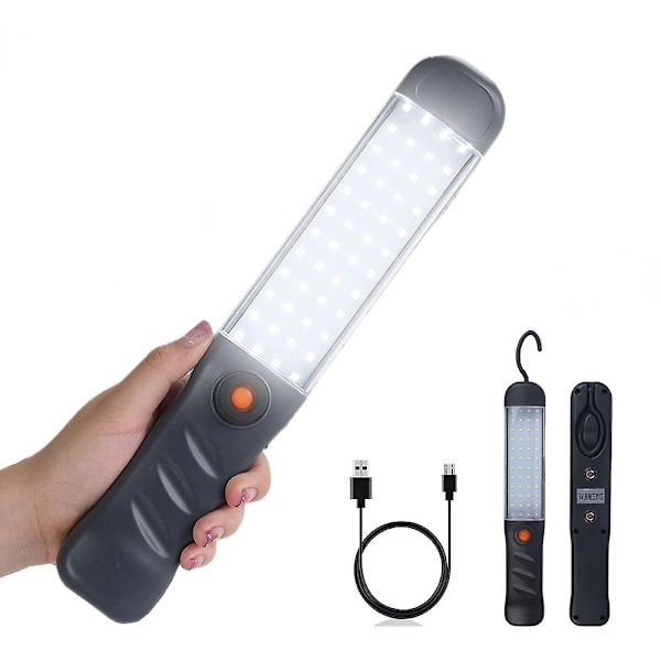 Kraftfull LED-arbetslampa 3 lägen USB-uppladdningsbar med magnetkrok Vattentät