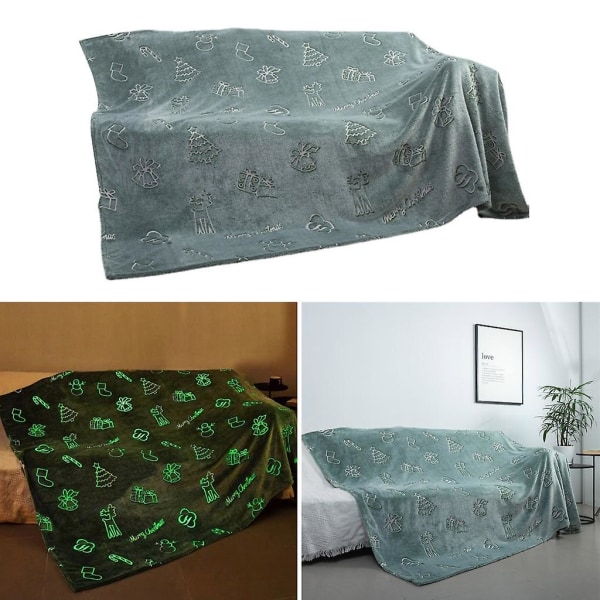 Christmas Green Glow Blanket Myk Komfortabel Sofa Blanket Supplies1,5x2M