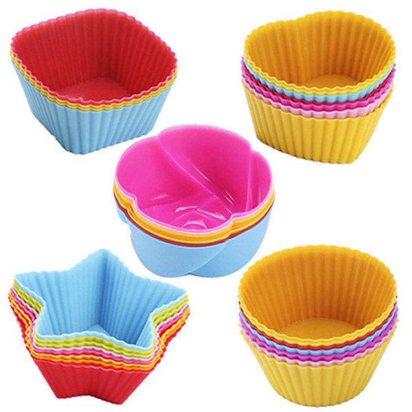 40 Pak Silicone Kopper Bageforme, Genanvendelige Non-Stick Silicone Cupcake Bageforme & Silicone Cupcake Foringer til Bagning