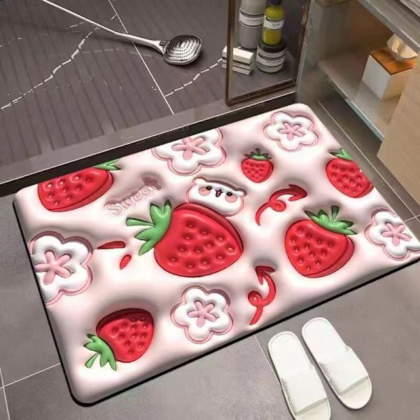 Nya 3D Visuella Badrumsmattor Halksäkra Lätt att Rengöra Snabbtorkande Golvmatta för Ditt Badrum