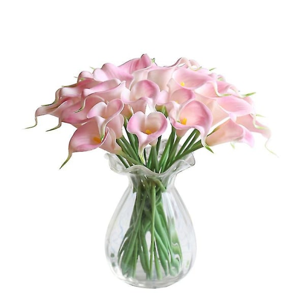 20 stk Faux Calla Silk Flowers Simuleringsbukett 12,6" For hjemmekjøkken og bryllup Rosa Pink
