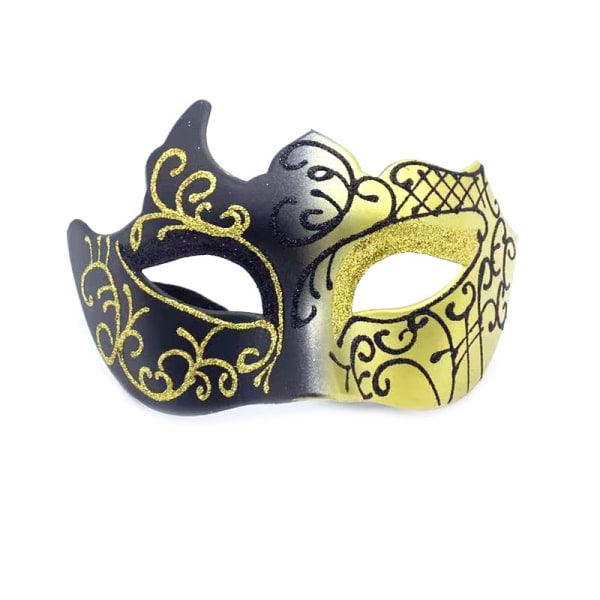 Par parar Mardi Gras venetianska maskeradmasker Set，2 delar (svart guld + svart lila)